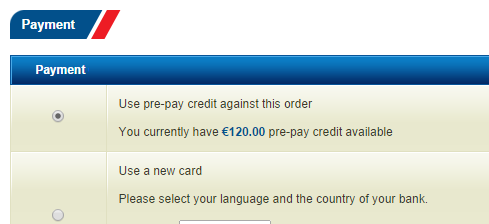 Select to use credit when you place an order